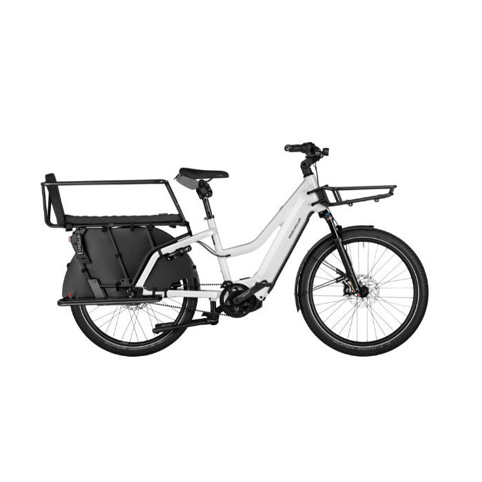 Velo electrique longtail Riese Muller Multicharger2 Mixte GT Vario PBAC.750.RX.I100.SB Trapeze Pearl White Black 2024 Bicyclic Specialiste du Velo et du Velo electrique