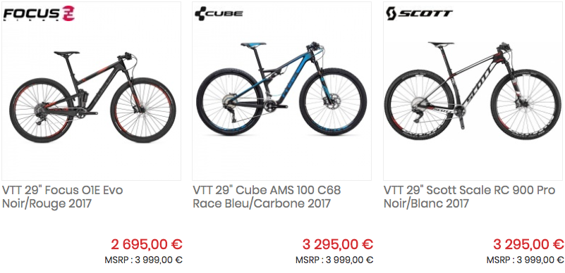 Plus de 50 modèles VTT 2017 de stock en super promo !