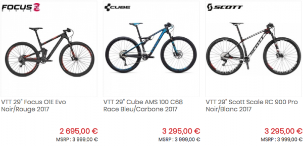 Plus de 50 modèles VTT 2017 de stock en super promo !