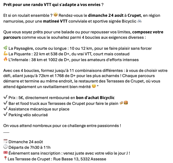 Rando VTT - LES TRACES DE CRUPET - 24/08/2025